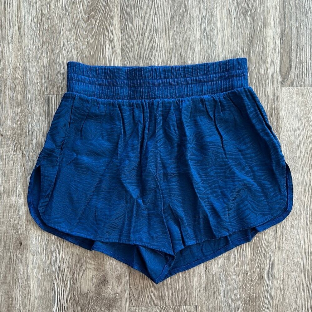 Victoria’s Secret Zebra Satin Pajama Sleep Shorts Navy Blue Size Small